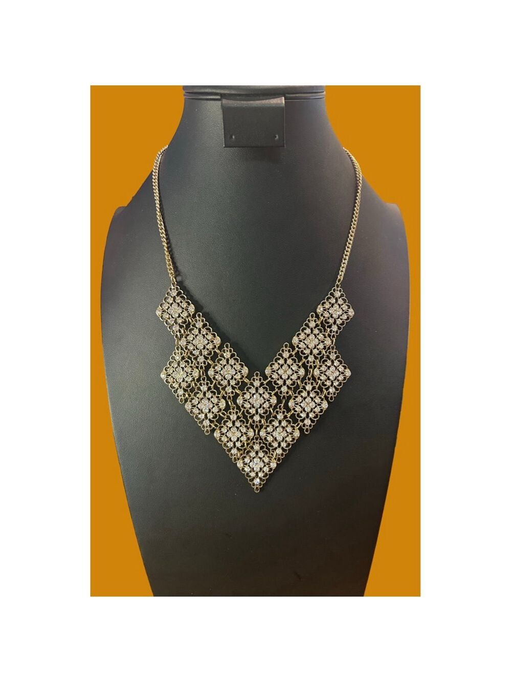 Women's Natasha Gold Tone Clear Rhinestone Bib Necklace One Size
